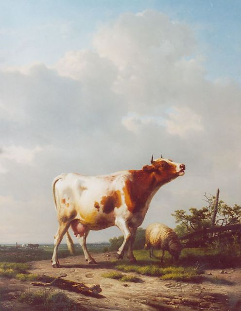 Verboeckhoven E.J.  | A cow, oil on panel 68.2 x 53.2 cm, signed l.r. and dated 1853