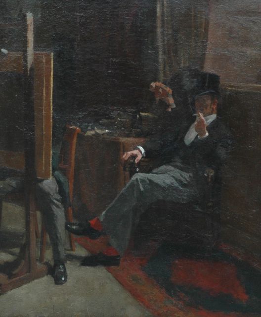 Oyens D.  | The studio of the painter, oil on canvas 65.4 x 55.0 cm