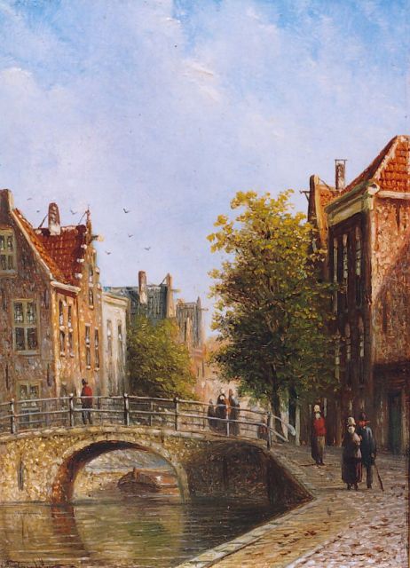 Johannes Franciscus Spohler | Dutch town, oil on panel, 11.9 x 8.9 cm, signed l.l.