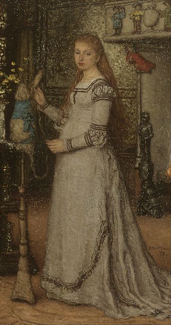 Matthijs Maris | An elegant lady, oil on canvas, 41.4 x 22.3 cm, signed m.r. and dated '73