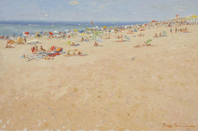 Guillaume P.  | The beach at Katwijk, oil on board 39.5 x 60.2 cm, signed l.r. and dated 30 juli 2004 reverse