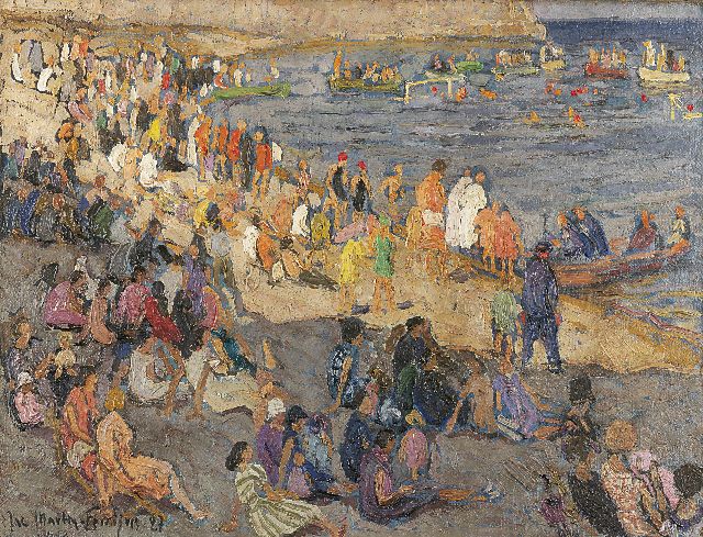 Martin-Ferrières J.  | Water polo match, South France, oil on canvas 49.7 x 65.0 cm, signed l.l. and dated '27