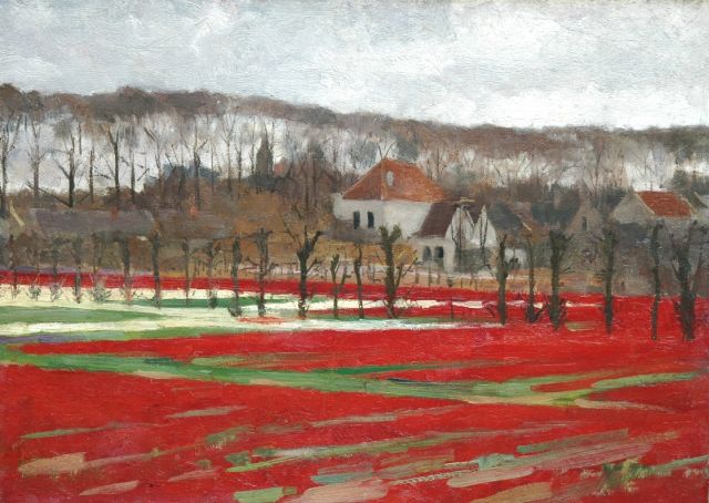 Ferdinand Hart Nibbrig | Bulb fields, Bennebroek, oil on canvas, 40.5 x 56.2 cm, signed l.r. and painted circa 1893