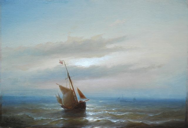 Hendrik Veder | Evening sun, oil on panel, 22.9 x 33.3 cm, signed l.l. and dated 1866