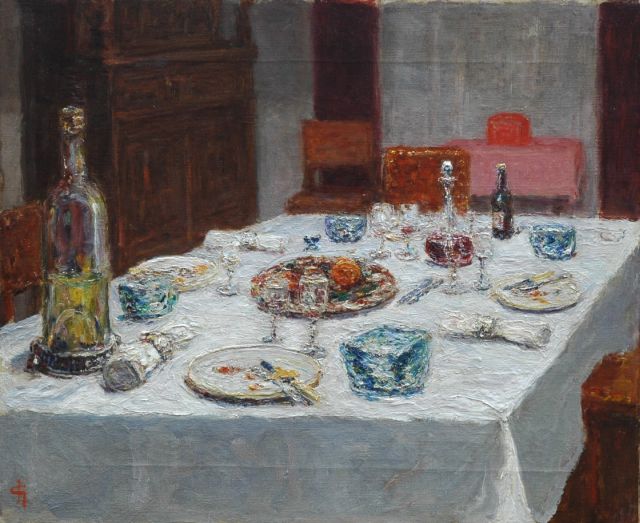 Storm van 's-Gravesande C.N.  | Banquet, oil on canvas 38.1 x 46.0 cm, signed l.l. with monogram