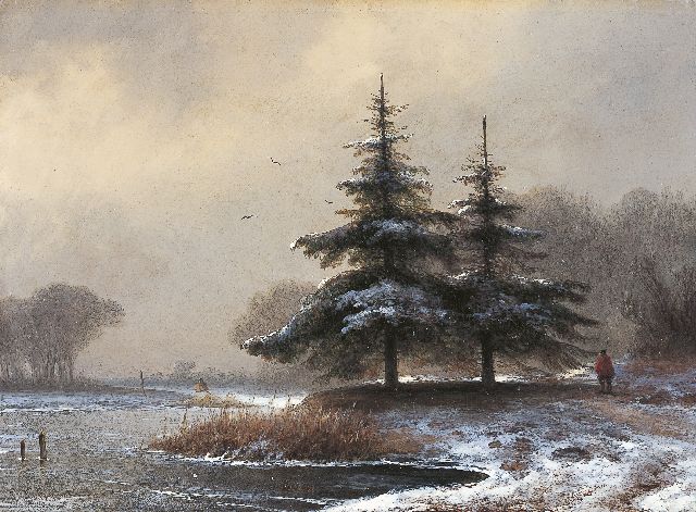 John Franciscus Hoppenbrouwers | A snow-covered landscape, oil on panel, 21.5 x 29.0 cm, signed l.l.