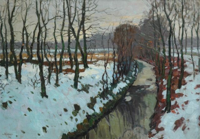 Viegers B.P.  | View on a creek during winter, oil on canvas 50.0 x 70.5 cm, signed l.l.