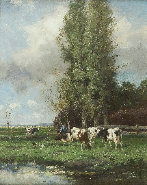 Johan Frederik Cornelis Scherrewitz | Milking time, oil on canvas, 50.8 x 40.5 cm, signed l.r.