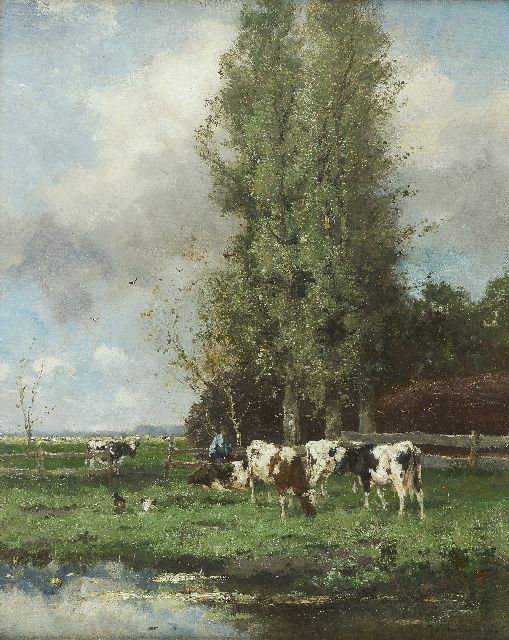 Scherrewitz J.F.C.  | Milking time, oil on canvas 50.8 x 40.5 cm, signed l.r.