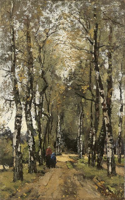 Théophile de Bock | A woman with her child on a forest path, oil on canvas, 60.0 x 38.3 cm, signed l.r.