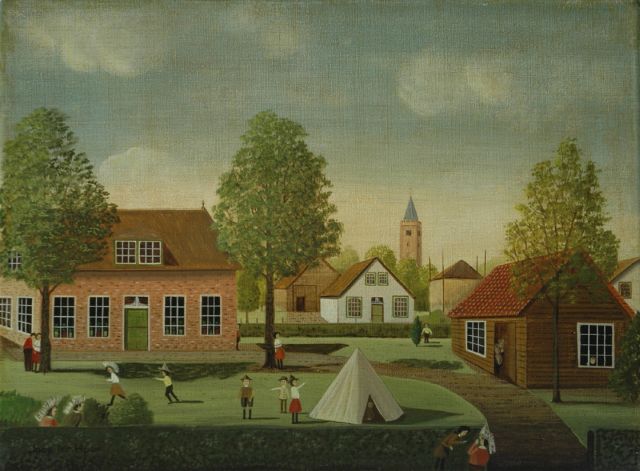 Haar J.E. ter | Children playing, Blaricum, oil on canvas 30.6 x 40.6 cm, signed l.l.