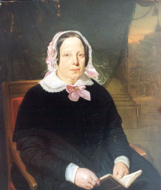 Hollandse School, 19e eeuw | Portrait of a woman, oil on panel, 43.0 x 35.6 cm