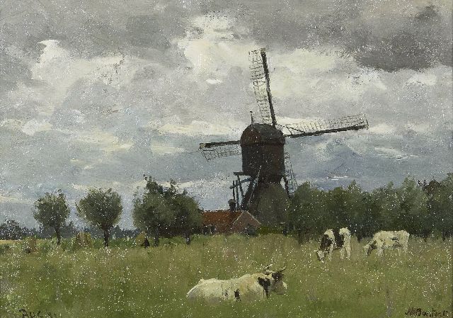 Nicolaas Bastert | Windmill of the Otterspoorbroek polder, Breukelen, oil on canvas laid down on panel, 24.5 x 34.0 cm, signed l.r. and dated Aug. '82