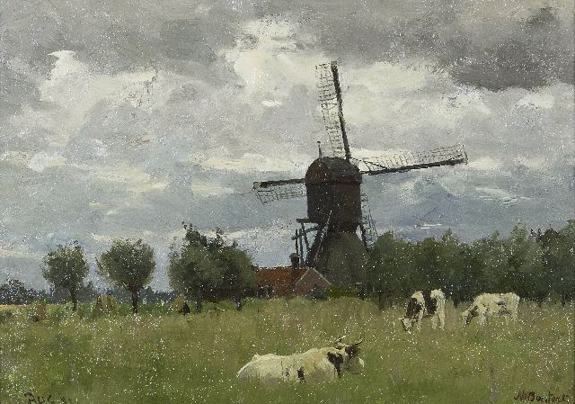 Bastert S.N.  | Windmill of the Otterspoorbroek polder, Breukelen, oil on canvas laid down on panel 24.5 x 34.0 cm, signed l.r. and dated Aug. '82