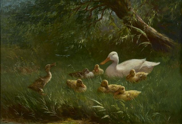 Constant Artz | A duck family, oil on canvas, 45.4 x 65.4 cm, signed l.r.