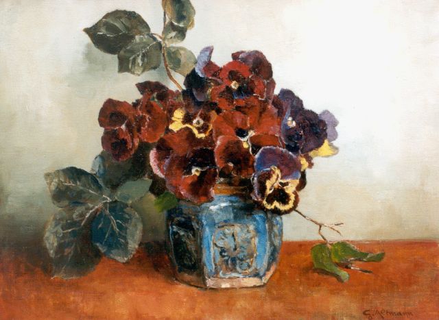 Altmann G.  | Violets in a gingerjar, oil on canvas 30.0 x 40.0 cm, signed signed l.r.