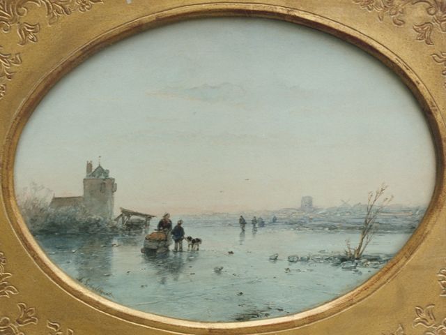 Andreas Schelfhout | A winter landscape, watercolour on paper, 22.0 x 30.0 cm, signed l.l.