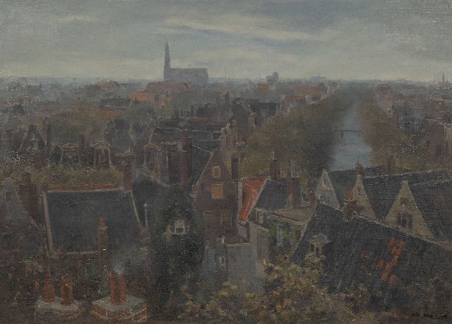 Anton Mauve jr. | A view of a town, oil on canvas laid down on board, 49.5 x 70.0 cm, signed l.r.
