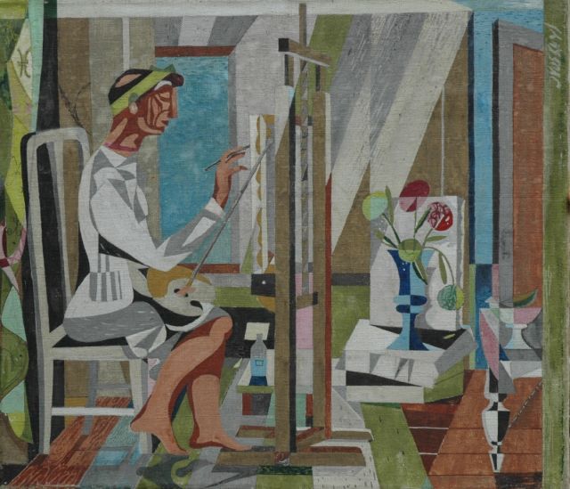 Voskuyl J.  | The artist's studio, gouache on canvas 41.1 x 47.5 cm, signed u.r.