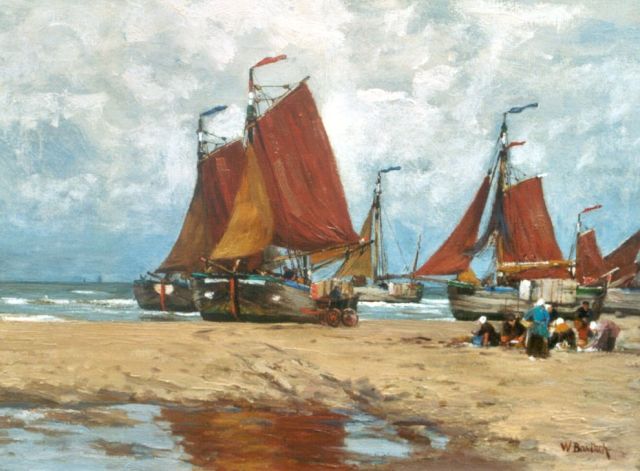 Wilhelm Bartsch | Sorting the catch, oil on canvas, 38.5 x 51.5 cm, signed l.r.