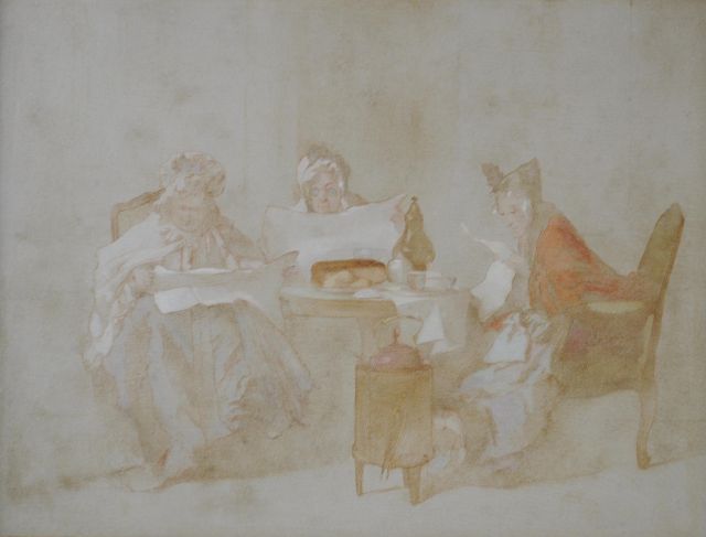 Alexander Hugo Bakker Korff | La politique au déjeuner (preliminary study), oil sketch on panel, 21.7 x 27.4 cm, painted circa 1867