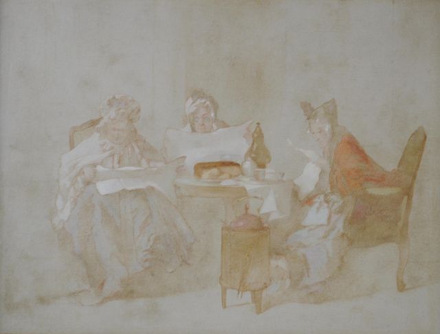 Bakker Korff A.H.  | La politique au déjeuner (preliminary study), oil sketch on panel 21.7 x 27.4 cm, painted circa 1867