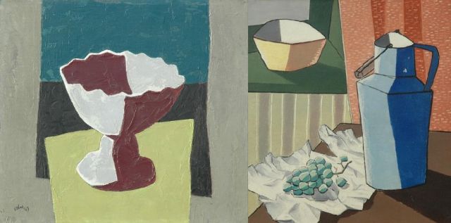 Weerd W. van der | Still life with a bowl; verso: Still life, oil on panel 37.5 x 41.6 cm, signed l.l. with initials and painted '47 twice