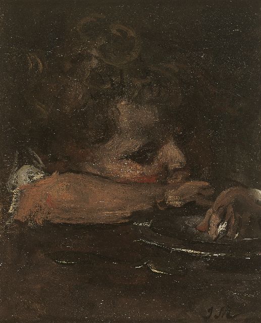 Jacob Maris | A child's portrait, oil on canvas, 35.2 x 28.4 cm, signed l.r. with initials