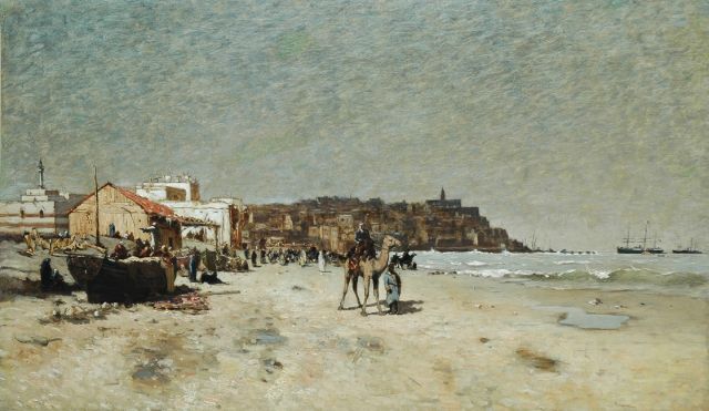 Hendrik Veder | The beach near Jaffa, oil on canvas, 90.2 x 152.0 cm, signed l.r. traces of signature