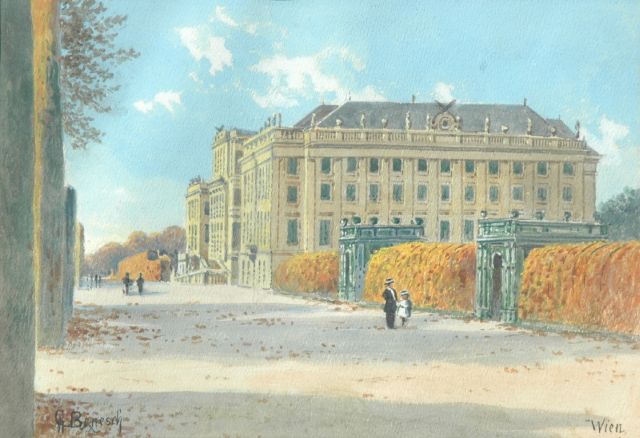Gustav Benesch | Castle Schönbrunn, Vienna, watercolour on paper, 20.2 x 28.3 cm, signed l.r.
