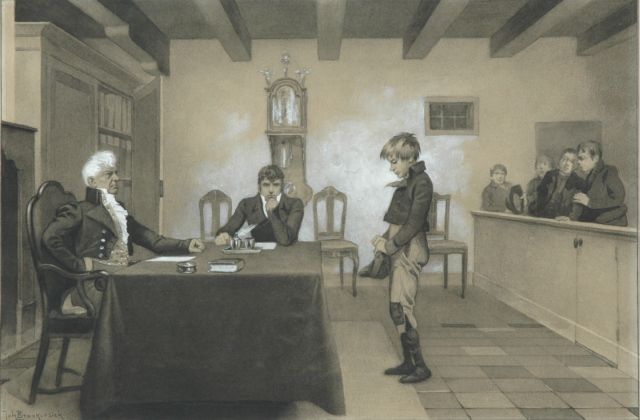 Johan Braakensiek | Seeking justice, charcoal and watercolour on paper, 25.1 x 37.8 cm, signed l.l.