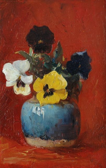 Hobbe Smith | Violets in a jar, oil on panel, 30.9 x 20.2 cm, signed l.c.