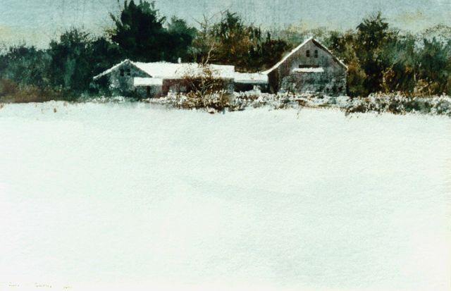 Carpenter G.  | Winter in Bloodfield New Hampshire, watercolour on paper 36.0 x 54.0 cm, signed l.l. and dated 1975