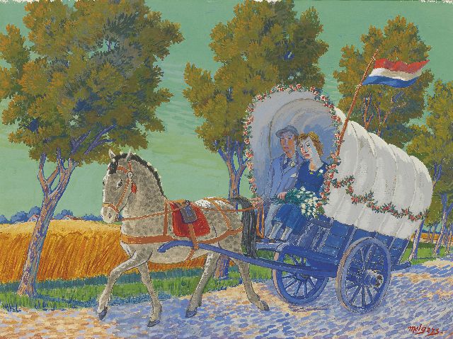 Melgers H.J.  | A farmer's wedding couple, gouache on paper 41.0 x 54.5 cm, signed l.r.