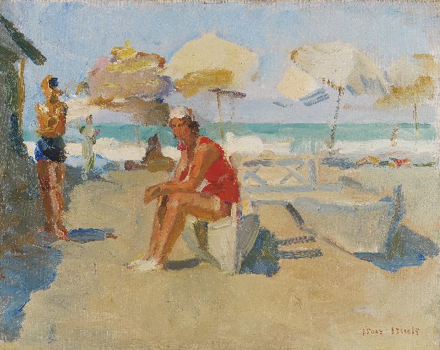 Israels I.L.  | Figures on the beach of 'Il Lido di Venezia', oil on canvas 40.1 x 50.3 cm, signed l.r. and painted circa 1927