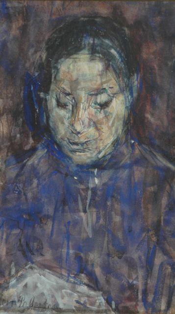 Suze Robertson | Doing needlework, watercolour and gouache on paper, 33.0 x 19.0 cm, signed l.l.