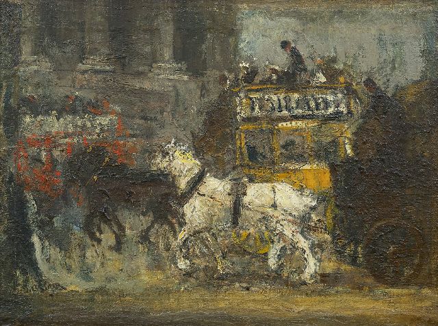 Ko Cossaar | The London omnibus, oil on canvas laid down on panel, 31.2 x 41.8 cm, signed l.l.