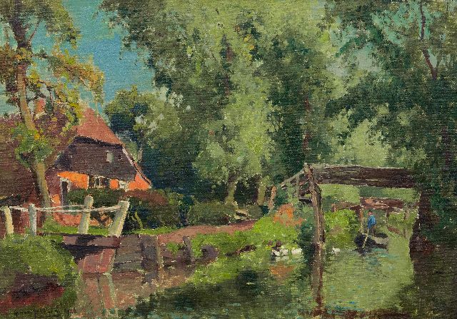 Gerbrand Frederik van Schagen | A canal in Giethoorn, oil on canvas, 37.6 x 53.6 cm, signed l.l. and painted 1926
