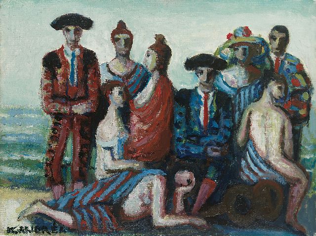 Andréa C.  | Toreros, oil on painter's board 29.8 x 39.6 cm, signed l.l.