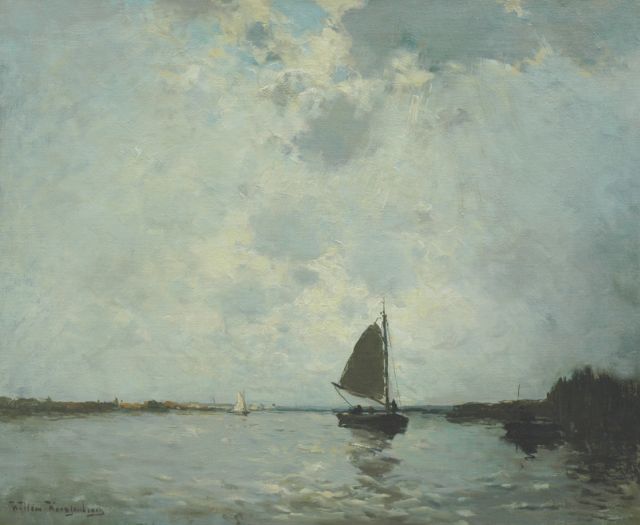 Weissenbruch W.J.  | Sailing vessels on a lake, oil on canvas 56.5 x 68.3 cm, signed l.l.