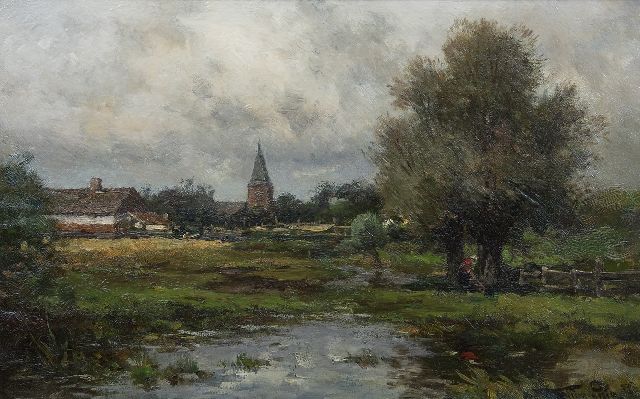 Willem Rip | After the rain. View of the village of Neerlangel, oil on canvas, 32.6 x 50.3 cm, signed l.r. and on the reverse