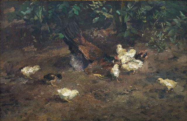 Willem Korteling | Chickens on a yard, oil on canvas, 77.3 x 119.6 cm, signed l.r.