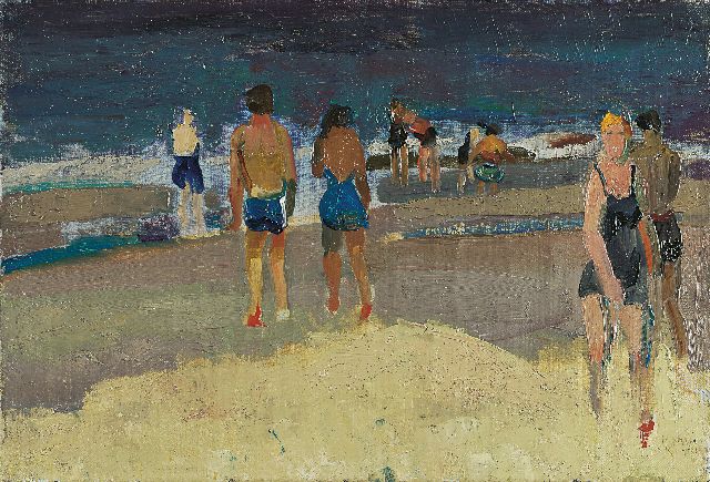 Harrie Kuijten | At the beach, oil on canvas, 28.2 x 41.3 cm, signed l.r.