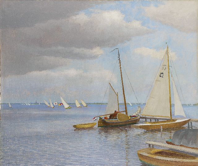 Dirk Smorenberg | Sailing boats on the Loosdrechtse Plassen, oil on canvas, 73.0 x 87.2 cm, signed l.l.