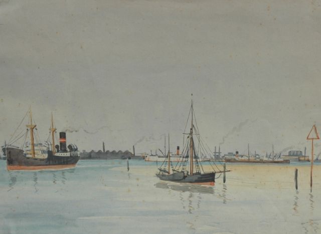 Robert Trenaman Back | Ships in a harbour, watercolour on paper, 27.5 x 36.5 cm