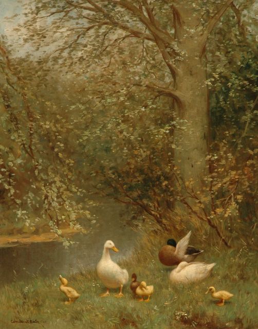 Constant Artz | Ducks in the shade of a beech, oil on panel, 50.1 x 40.1 cm, signed l.l. and dated ' 35