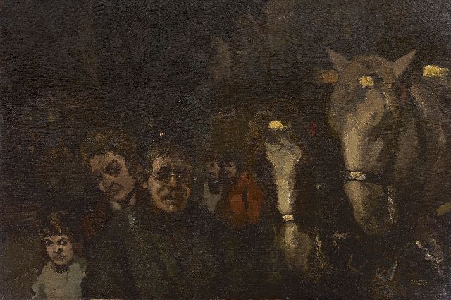 Noltee B.C.  | Figures and coach horses by night, oil on canvas 60.7 x 90.7 cm, signed l.r.