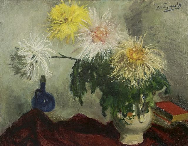 Wijngaerdt P.T. van | Chrysanthemum splendor, oil on canvas 80.3 x 100.3 cm, signed u.r.