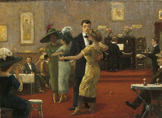 Rossum J.W. van | Café dansant, oil on canvas 34.2 x 46.6 cm, signed l.l.