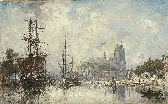 Johan Barthold Jongkind | The harbour of Dordrecht at dawn, oil on canvas, 40.7 x 65.2 cm, signed l.r. and dated 1869